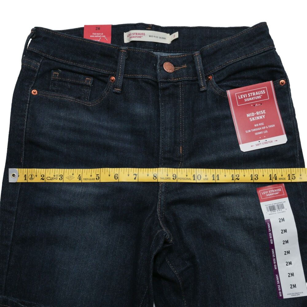 Levi Strauss Signature Mid Rise Skinny Jeans Dark Wash Women's Size 2 Stretch - Picture 5 of 8